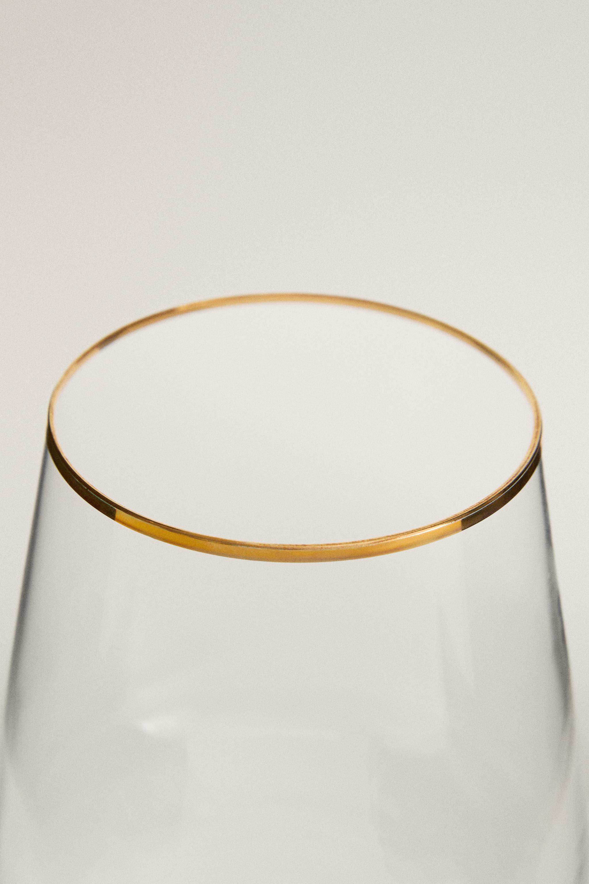 BOHEMIA CRYSTAL TUMBLER WITH A GOLDEN RIM — Gold