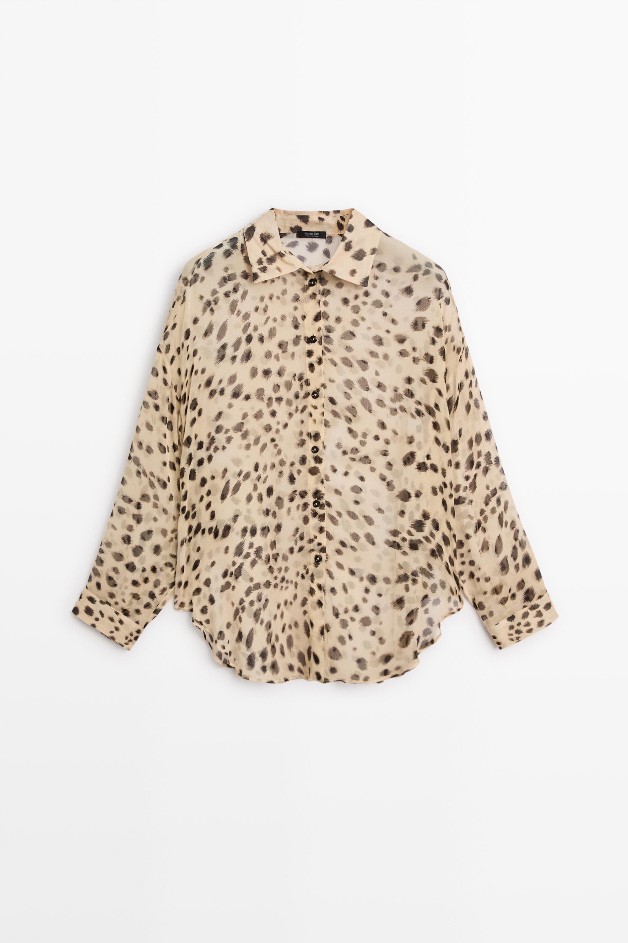 Animal print flowing shirt