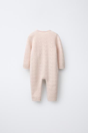COTTON WOOL KNIT JUMPSUIT - Light beige by Zara - Image 1