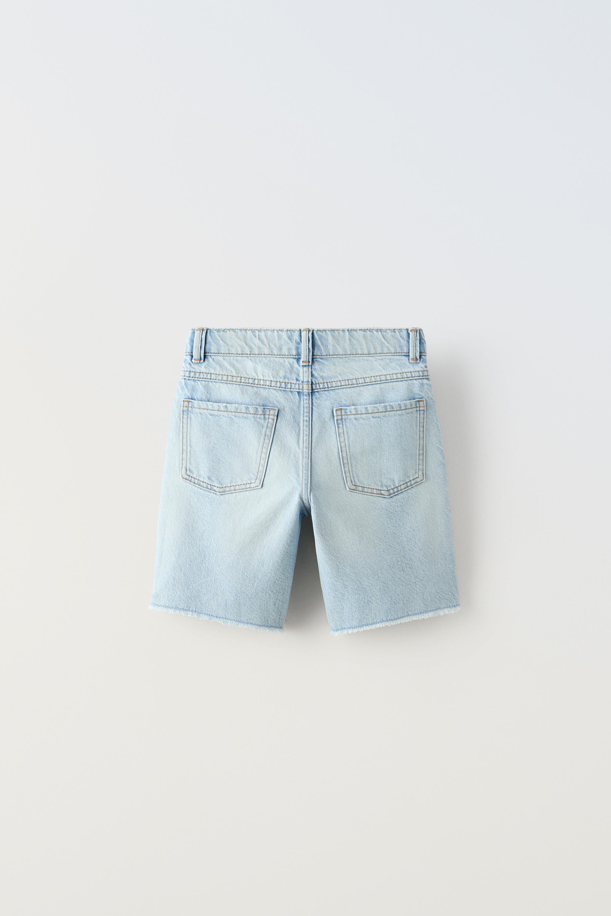 RIPPED DENIM BERMUDA SHORTS Light blue ZARA United Kingdom