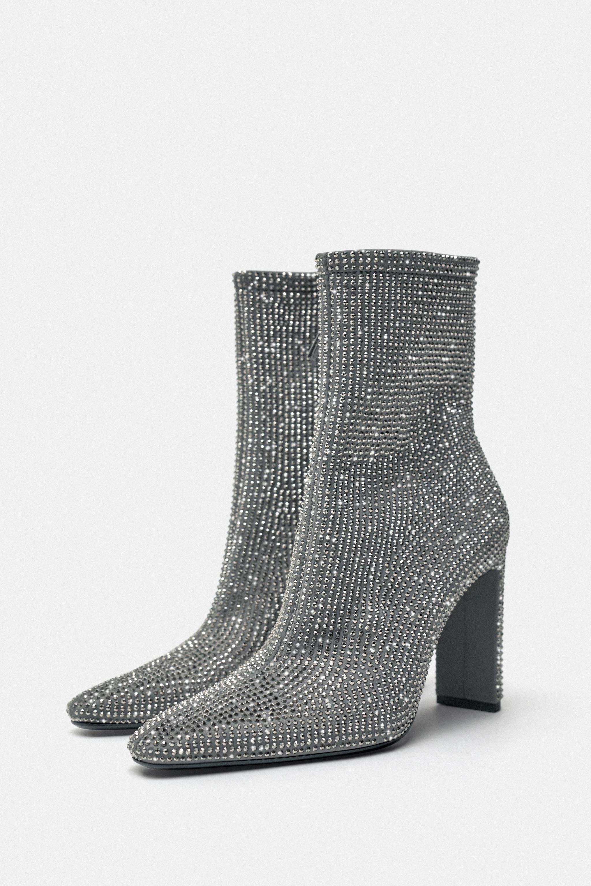 Silver shop booties zara