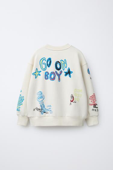 GRAFFITI SWEATSHIRT - Light ecru by Zara - Image 1