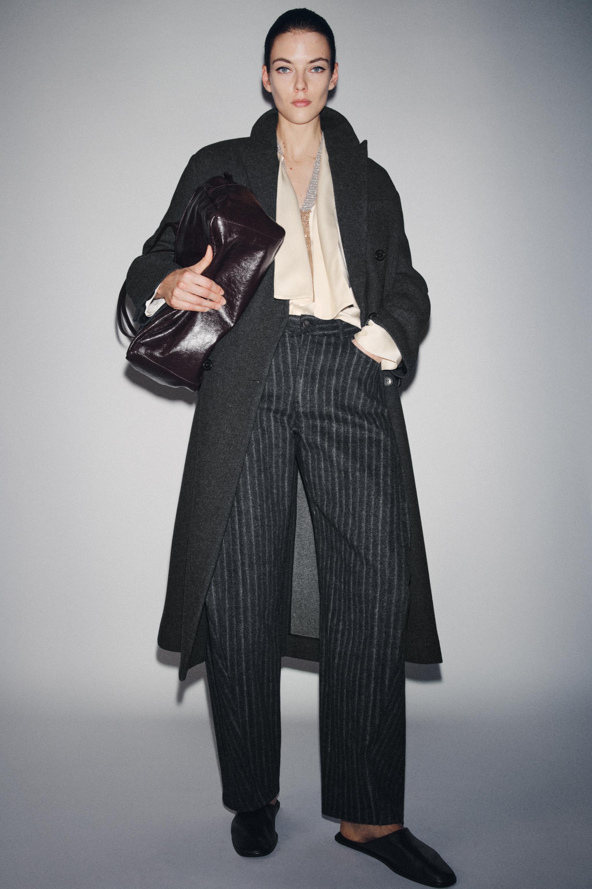 ZW COLLECTION STRIPED BALLOON TROUSERS - Grey marl | ZARA Turkey