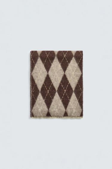 BUFANDA JACQUARD ROMBOS - Beige-marro de Zara