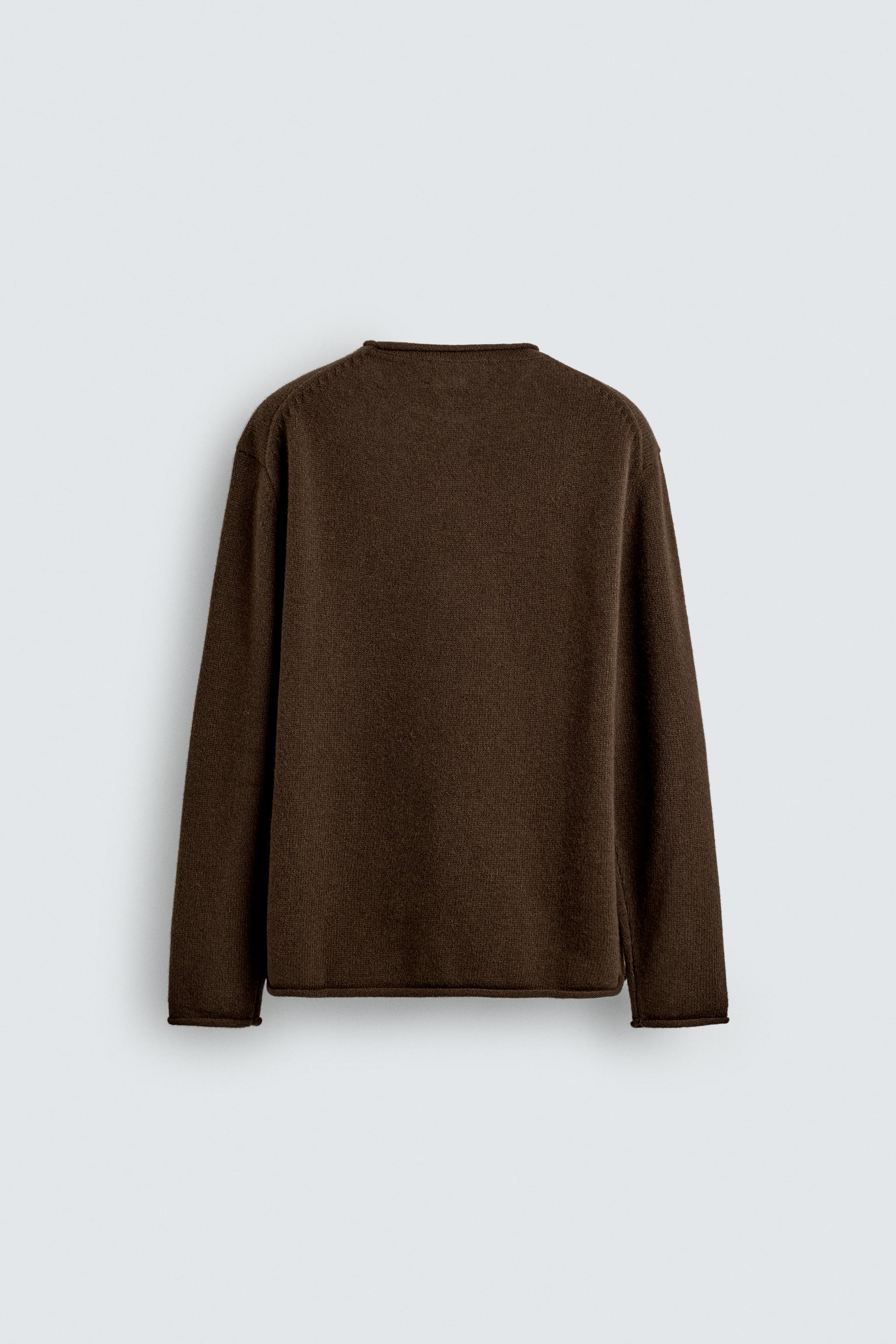 100% WOOL ROLLED-EDGE SWEATER