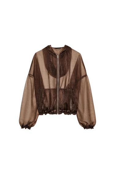 ORGANZA HOODED JACKET - Brown by Zara - Image 0