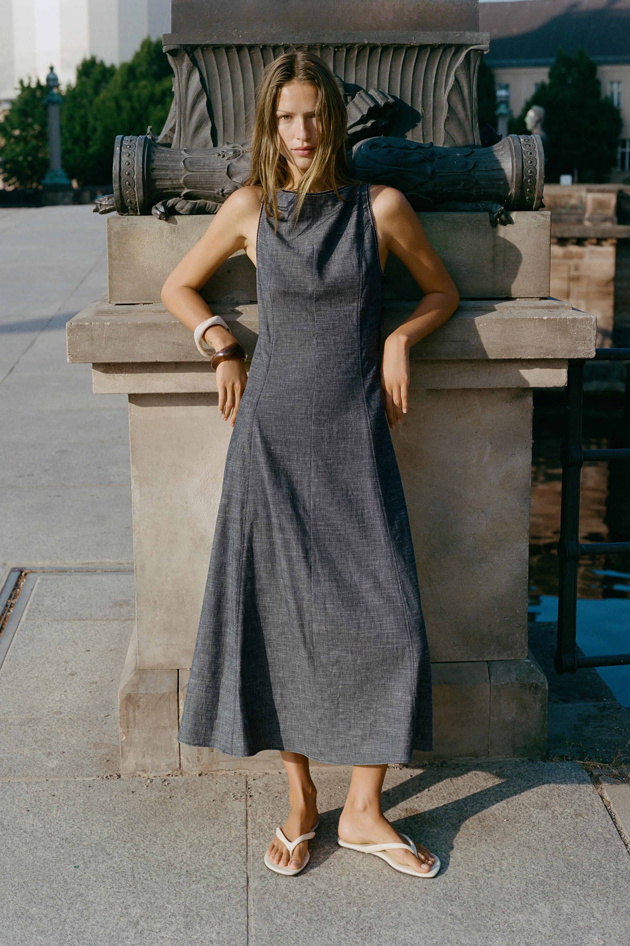Женские платья Zara OPEN BACK MIDI DRESS