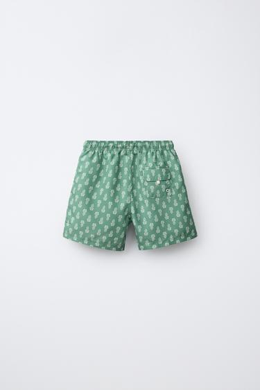 6-14 YEARS / PRINTED SWIM SHORTS - Green by Zara - Image 1