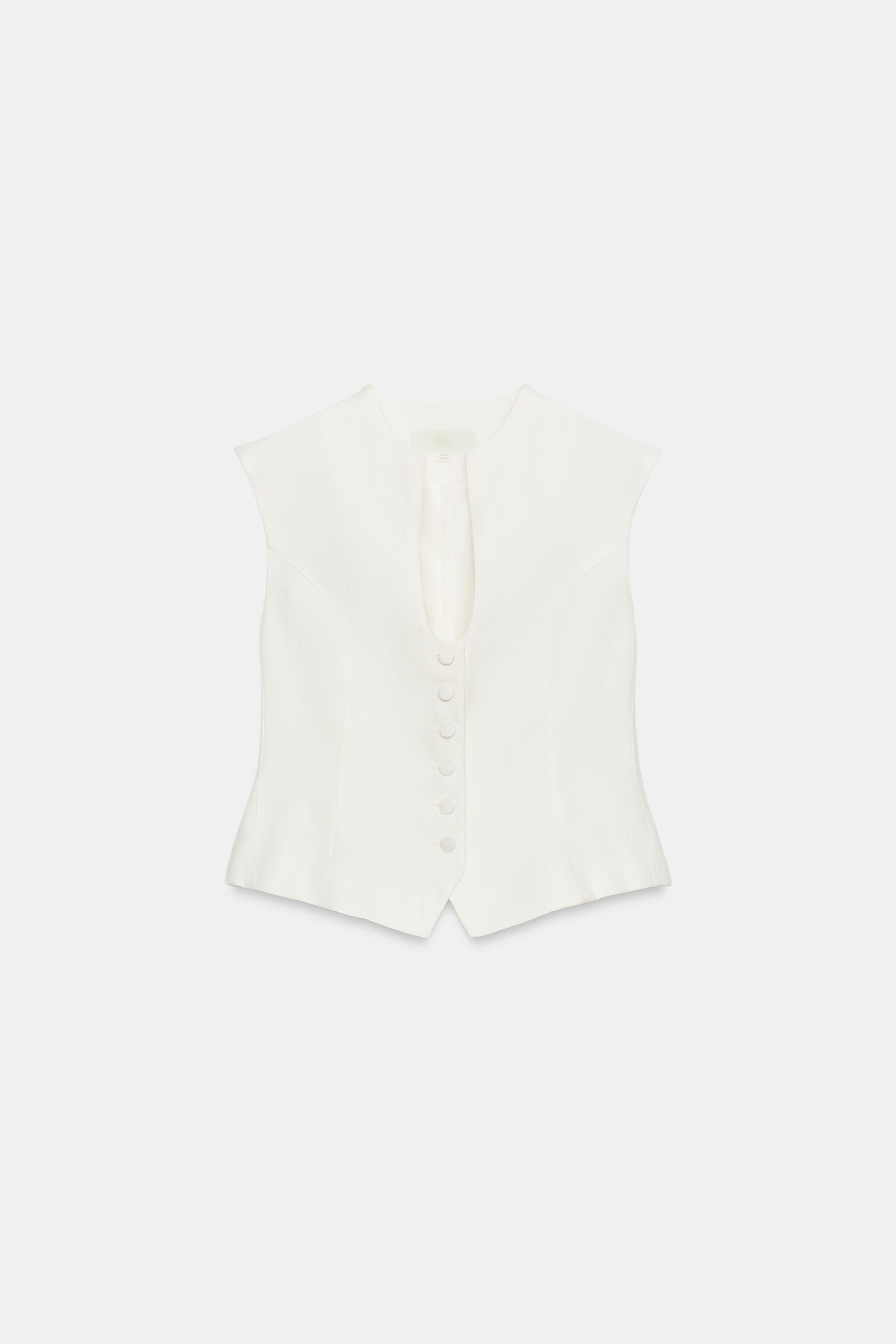 Женские топы Zara COVERED BUTTON TOP — фото 7