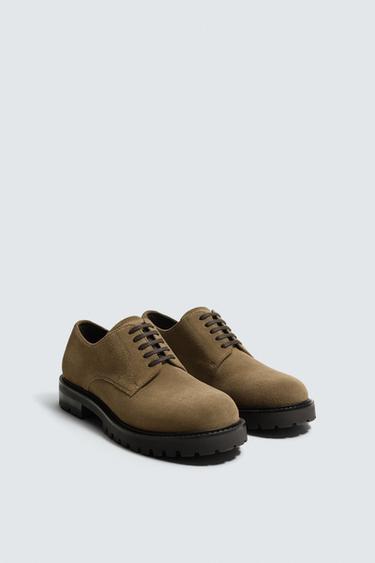 КОЖАНЫЕ ТУФЛИ — Бежевый от Zara