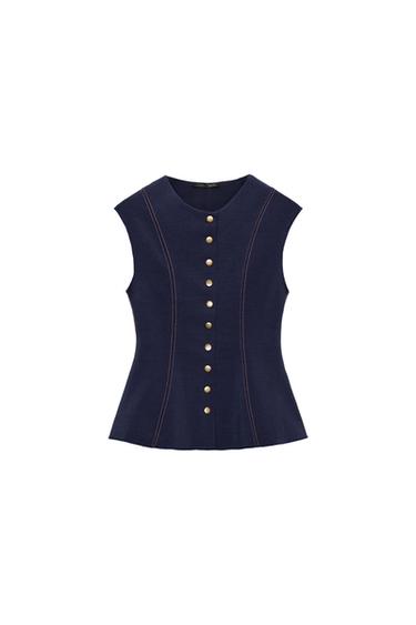 سترة صدرية بغرزات متباينة - نيلي داكن by Zara