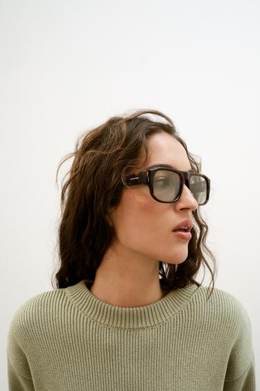 KNIT JUMPER WITH SHOULDER PADS - Light green by Zara - Image 2