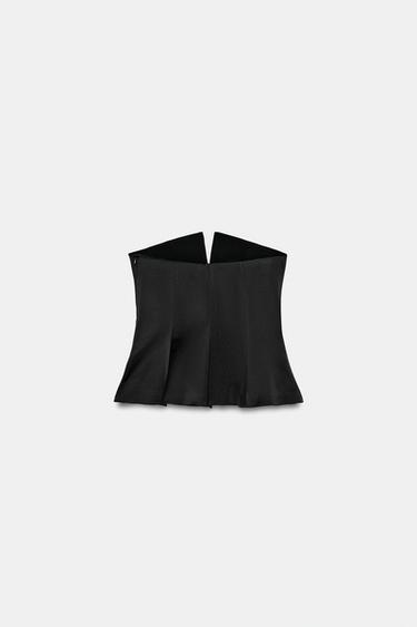SATIN BANDEAU TOP - Black by Zara - Image 6