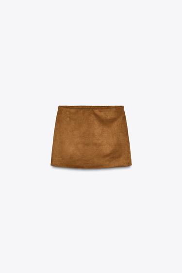 FAUX SUEDE SKORT - Light brown by Zara