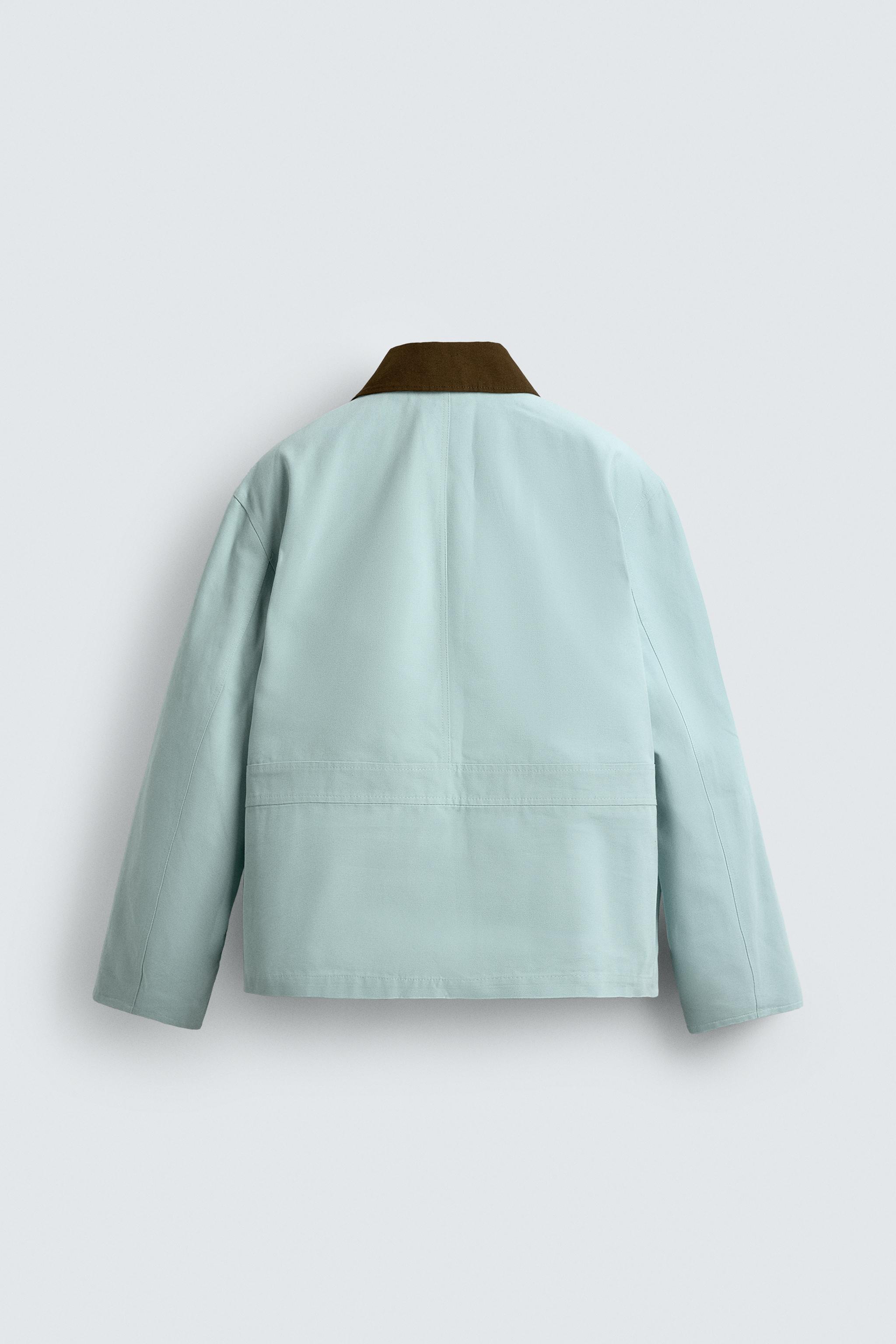 ★ZARA★ JACKET WITH CONTRAST COLLAR CONTRAST COLLAR JACKET - Light blue | ZARA United States
