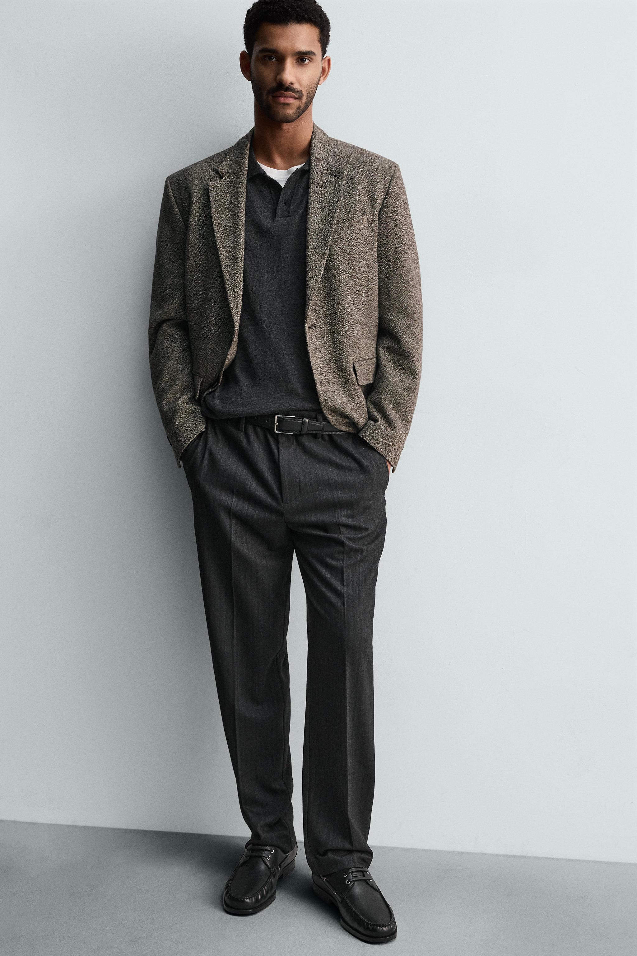 HERRINGBONE FLANNEL TEXTURED PANTS