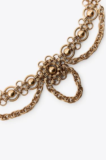 CEINTURE MÉTALLIQUE FLEURS - or rose de Zara - Image 2