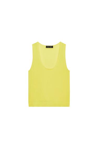 FINE KNIT TOP - Yellow by Zara