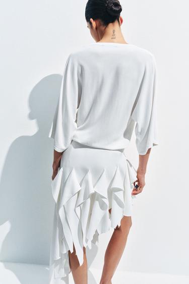 Zara 飄逸V領針織衫 - 白色