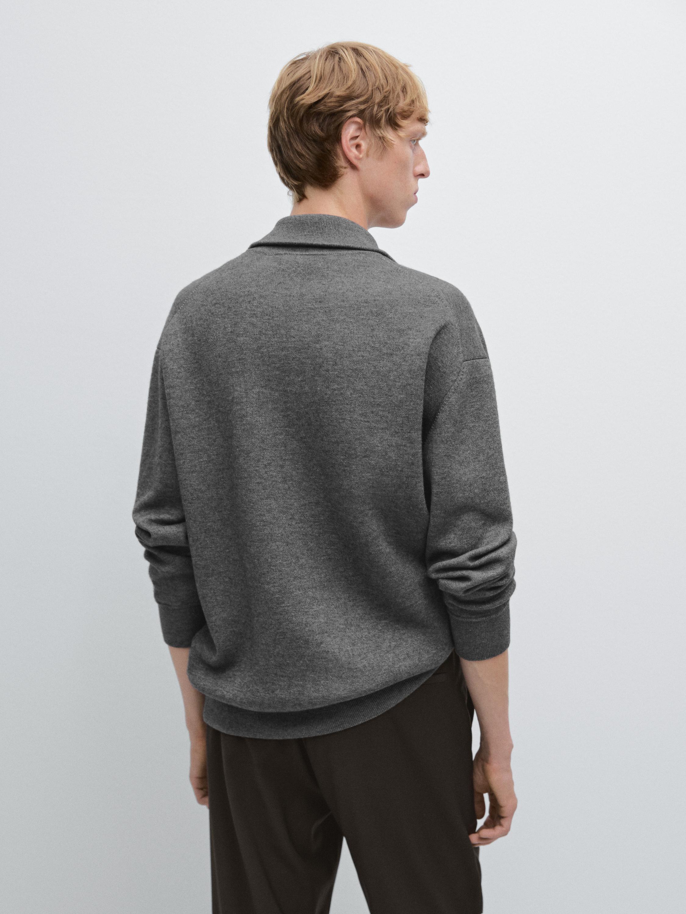 Cotton and wool blend zip-up cardigan