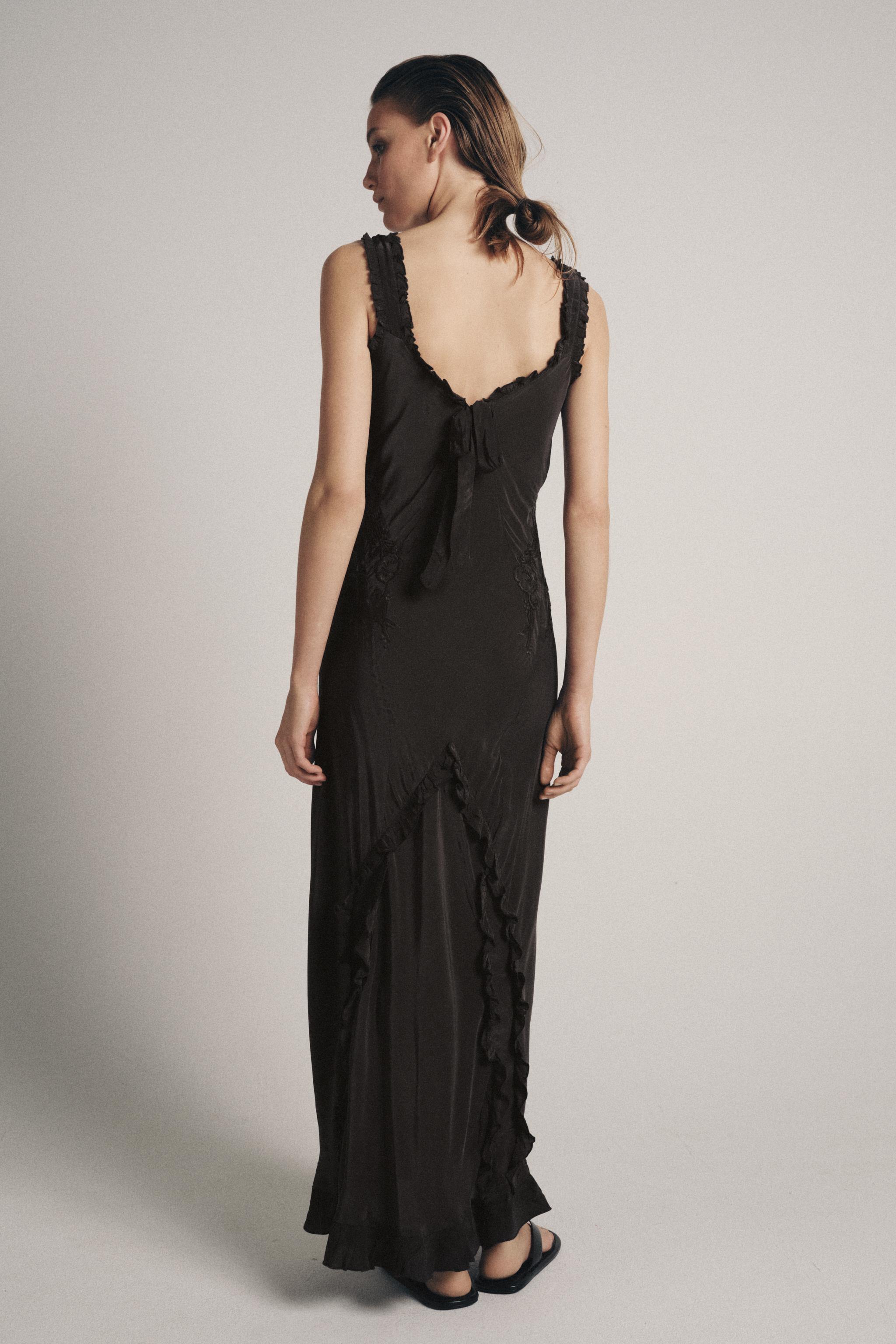 EMBROIDERED LONG DRESS ZW COLLECTION - Anthracite grey | ZARA United States EMBROIDERED LONG DRESS ZW COLLECTION - Anthracite grey | ZARA United States