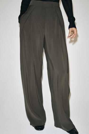 PANTALON A PLIS ZW COLLECTION - Kaki de Zara