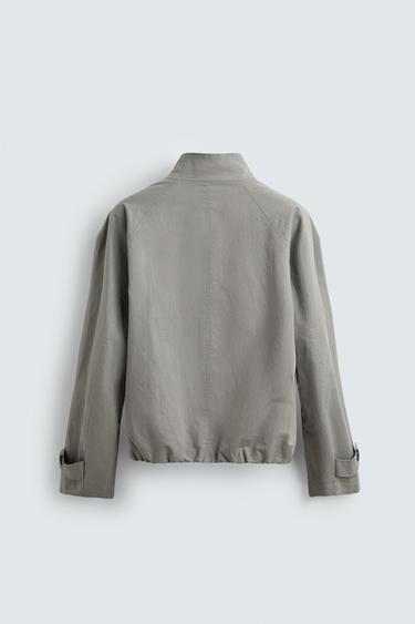 BLOUSON COUPE DÉCONTRACTÉE À CARREAUX TEXTURÉS - Gris de Zara - Image 8