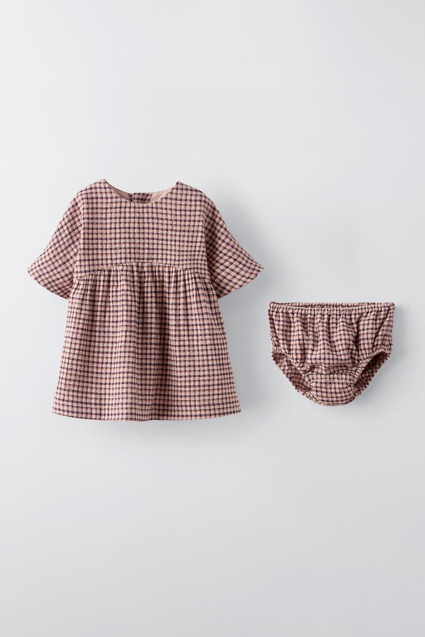 チェック ワンピース - ピンクベージュ | ZARA Japan / 日本