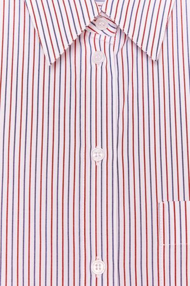 CHEMISE EN POPELINE À RAYURES COLLECTION ZW - rouge/bleu marine de Zara - Image 8