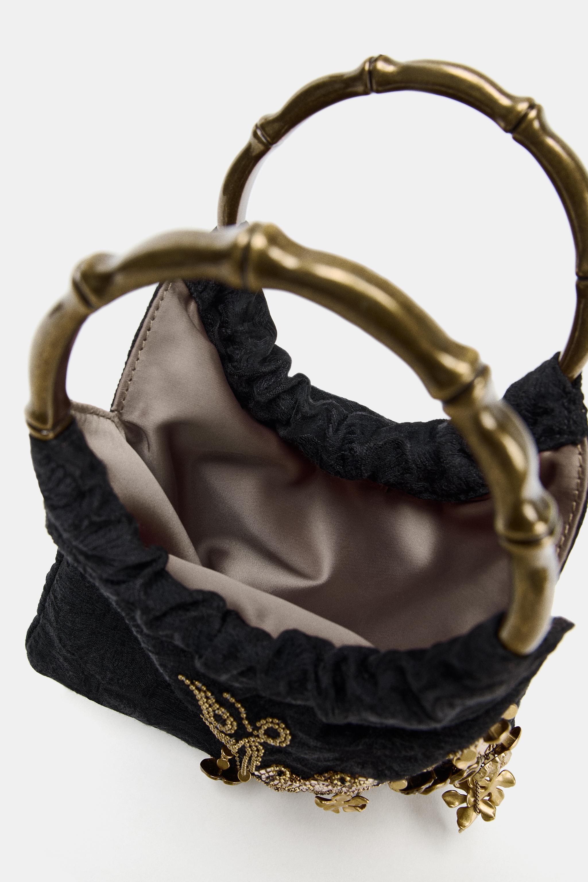 EMBROIDERED MINI BUCKET BAG