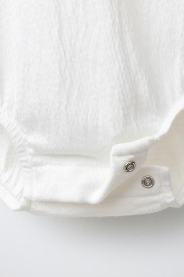 BODYSUIT WITH PETER PAN COLLAR AND SWISS EMBROIDERY - Oyster-white by Zara - Image 2