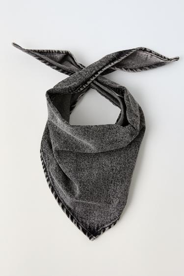 TRIANGULAR DENIM NECKERCHIEF - Black by Zara