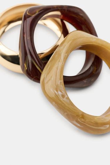 PACK OF 3 RIGID METALLIC BRACELETS - Brown by Zara - Image 3