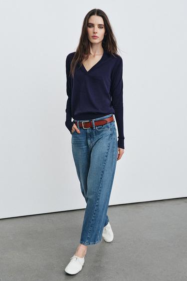 ZW COLLECTION ANKLE RELAXED FIT MID-WAIST JEANS - Mid-blue by Zara