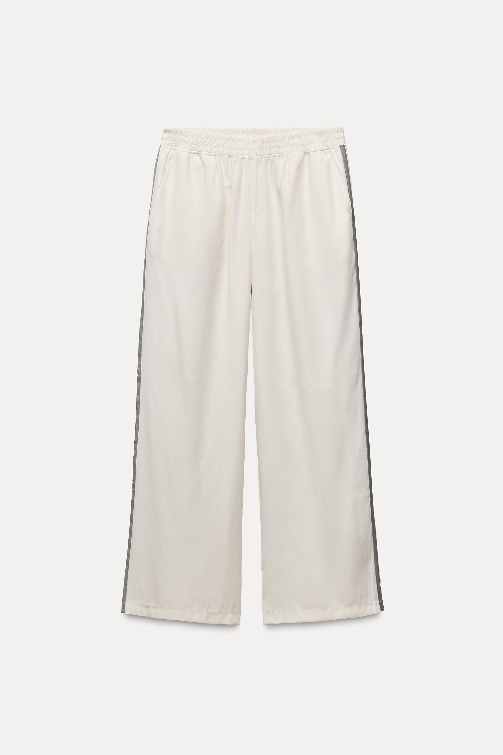 TROUSERS WITH SIDE TAPING - Ecru | ZARA Australia