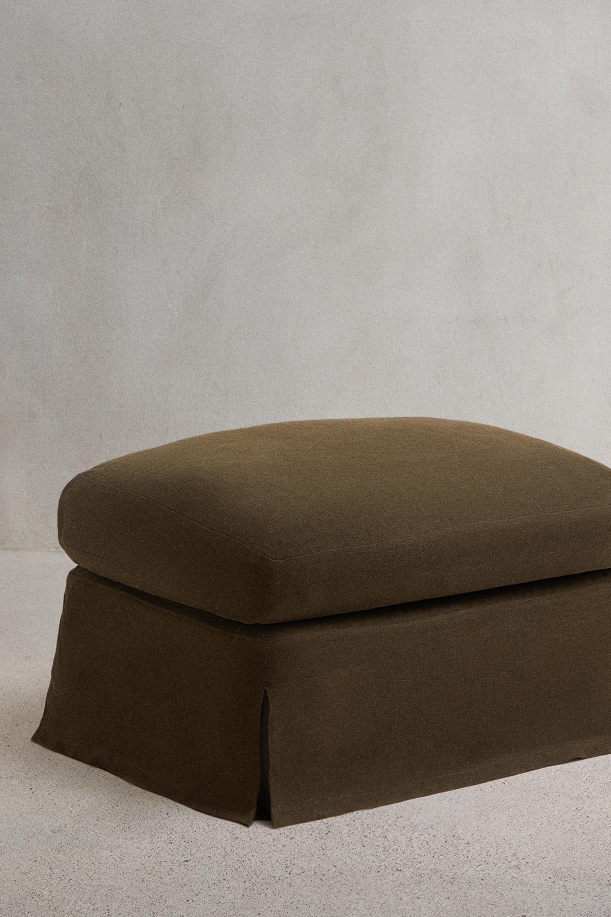 FOOTSTOOL 01 LINEN COVER — Khaki
