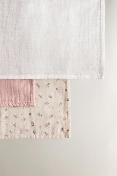 CHILDREN'S TULIP MUSLIN CLOTHS (SET OF 3) - Light pink by Zara - Image 3