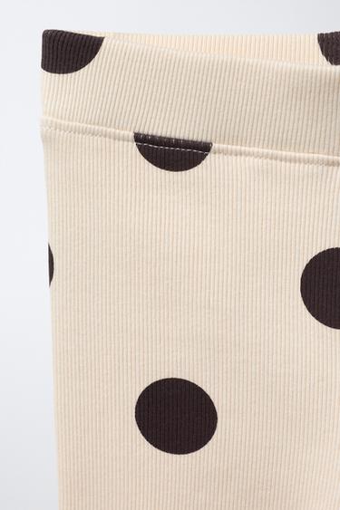 PRINTED RIBBED LEGGINGS - Ecru / Brown by Zara - Image 2