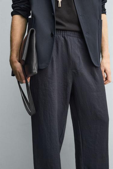 FLOWING PLEATED TROUSERS - Navy blue by Zara - Image 5