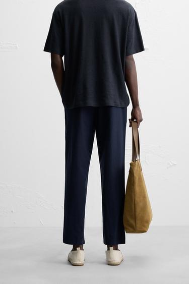 COTTON/LINEN RELAXED FIT TROUSERS - Blue by Zara - Image 2