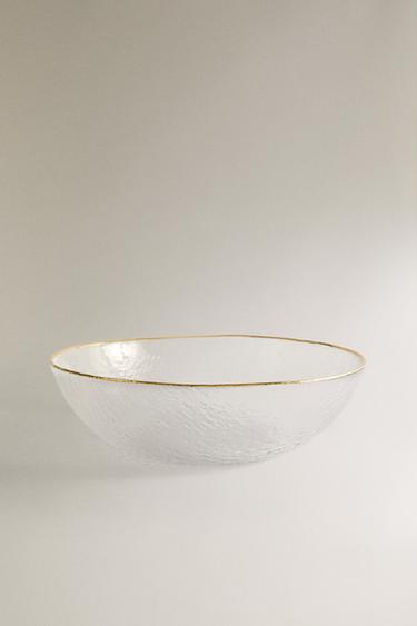 GLAZEN SLAKOM MET RELIËF EN GOUDKLEURIGE RAND - 990 van Zara - Afbeelding 0
