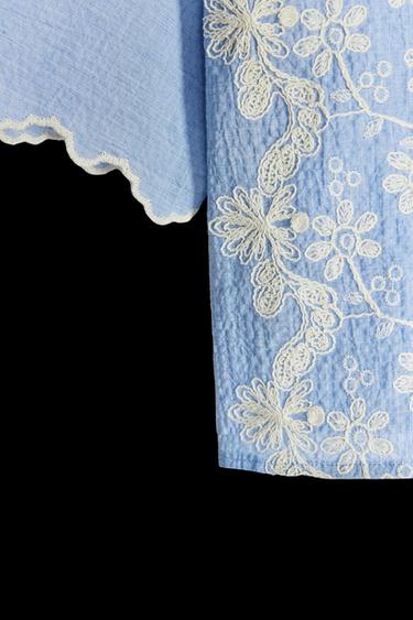 EMBROIDERED SHORT SLEEVE SHIRT - Sky blue by Zara