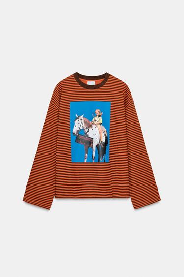 تيشرت مخطط PIPPI LÅNGSTRUMP™ - Brown Stripes الخاص بـ Zara