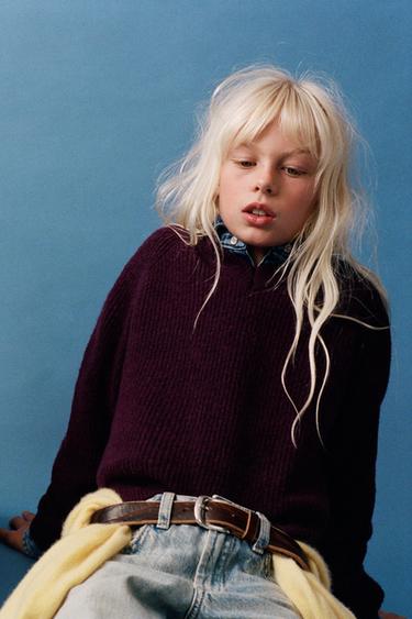 PLAIN KNIT JUMPER - Aubergine by Zara
