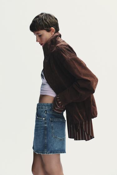 SUEDE LEATHER JACKET - Dark brown by Zara - Image 3