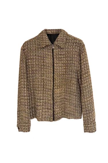 ZARA TEXTURED TWEED ZIP JACKET MULTICOLOUR SIZE M
