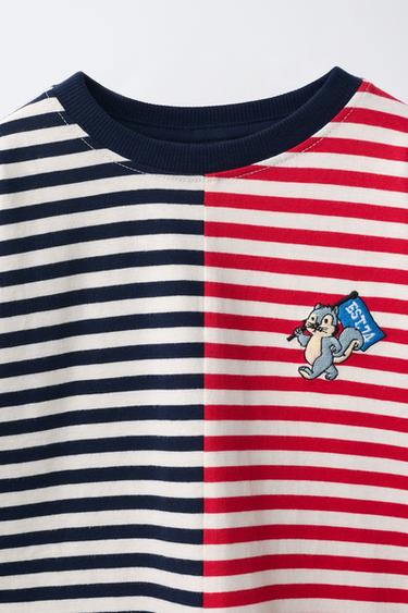 T-SHIRT À RAYURES COMBINÉ - rouge/bleu marine de Zara - Image 2