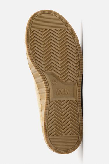 BASKETS EN CUIR CONTRASTÉ - SABLE/MARRON de Zara - Image 3