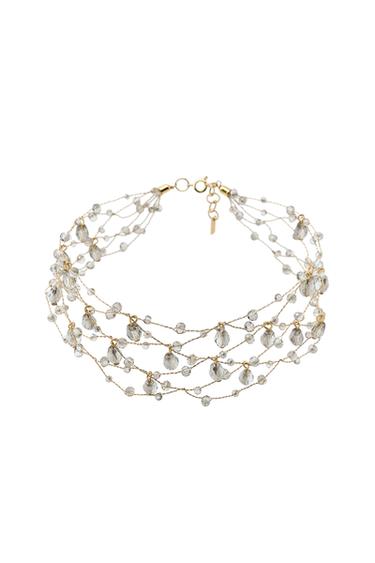 Zara METALLIC MULTI-STRAND CRYSTAL CHOKER - Golden