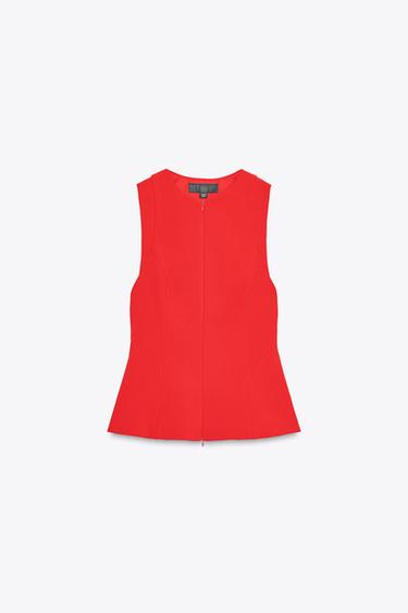 TOP ENTALLADO CREMALLERA - Rojo fuerte de Zara